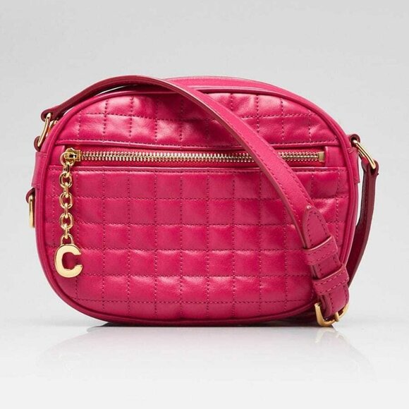 Celine Pink Quilted Calfskin Leather C Charm Small Camera Bag - Picture 1 of 11